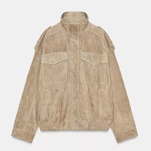 Zara Beige Suede Leather Jacket